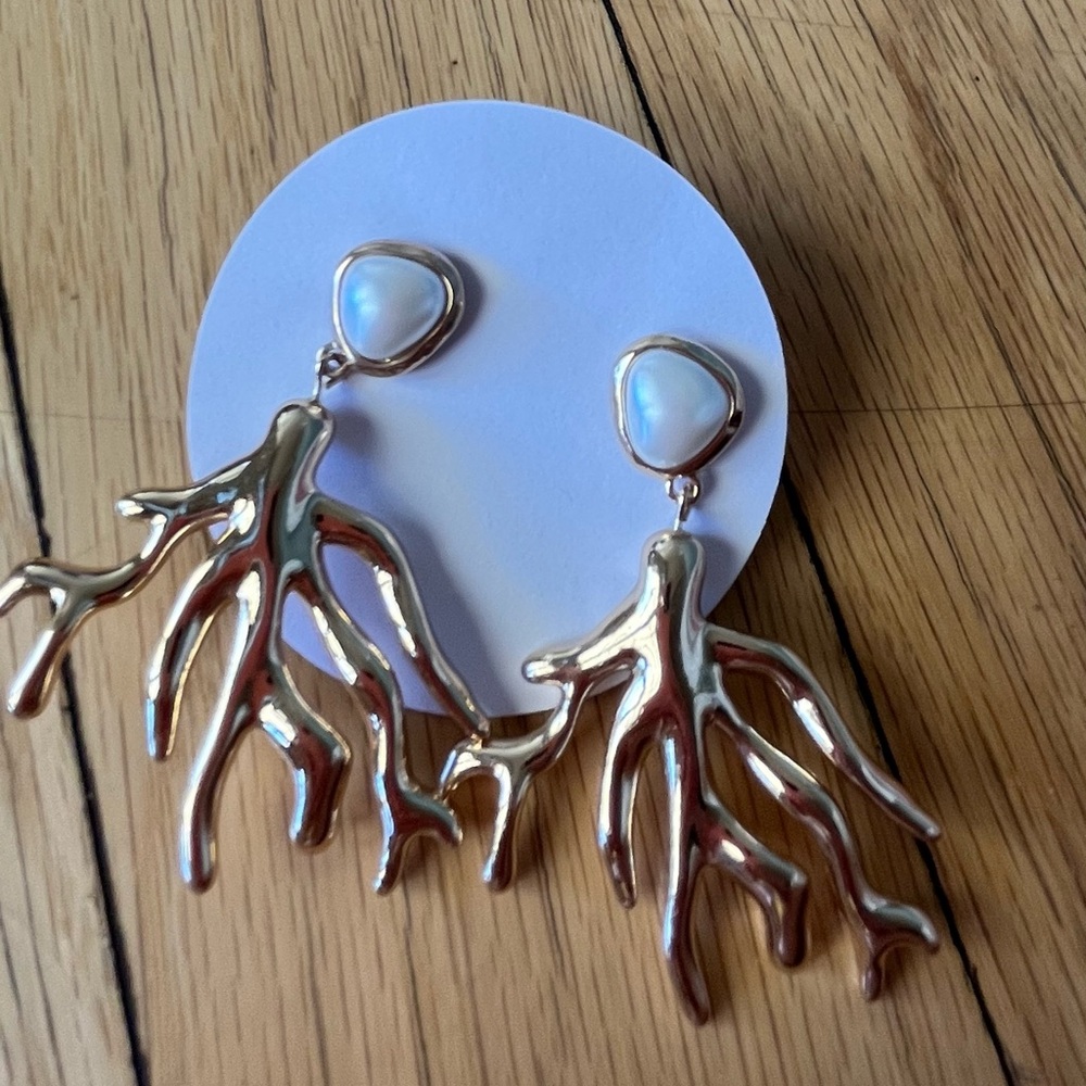 Gold coral earrings